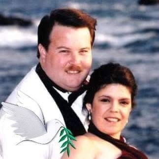Joel Marsh and his wife on their wedding day